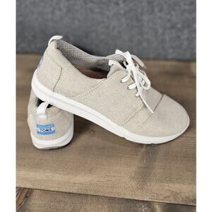 Toms Del Rey womens size10W lace up canvas tennis shoes sparkly beige casual